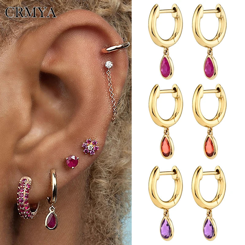 CRMYA Gold Silver Filled Dangle Earrings For Women Luxury Color CZ Zircon Piercing Women's Drop Earrings 2022 Jewelry Wholesale