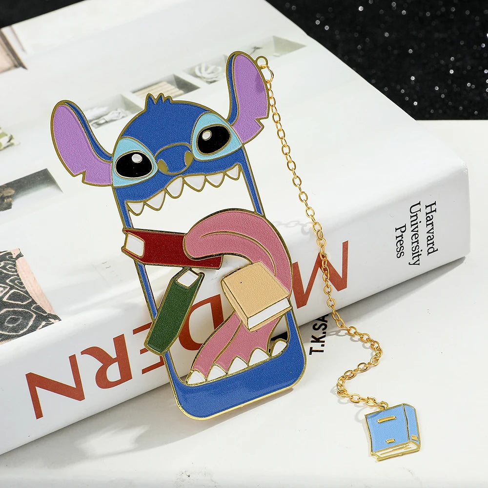 Disney Cute Stitch Creative Metal Bookmark for Book Lover Gift Lovely Stitch Duck Tassel for School Office Reading Supplies Mark