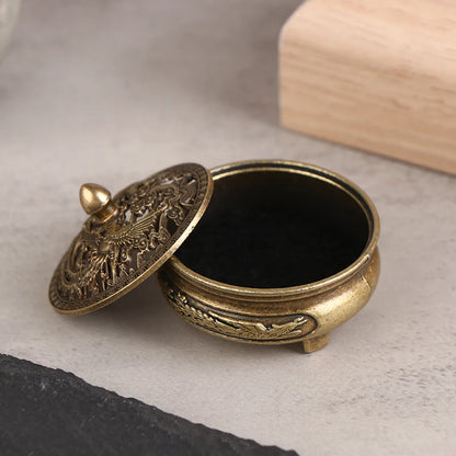 Mini Antique Buddhist Utensils Incense Burner Lotus Incense Censer Alloy Sandalwood House Furnishings Home Office Decoration