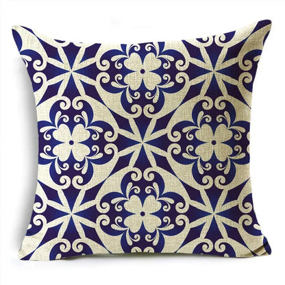 Traditional Style Blue and White Porcelain Pattern Printing Personality Pillowcase Cushion Cover Sofa Decor 40cm/45cm/50cm