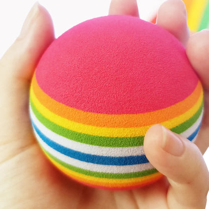 2pcs diameter 63mm 2.48 inch Rainbow EVA Foam Ball Golf Practice Indoor Training Aid Soft Golf Training Ball Child pet toy ball