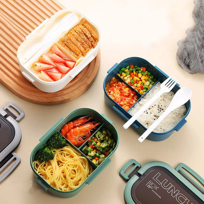 Single Double-layer Lunch Box Portable Compartment Fruit Food Box Microwave Lunch Box With Fork And Spoon Picnic Fresh Box