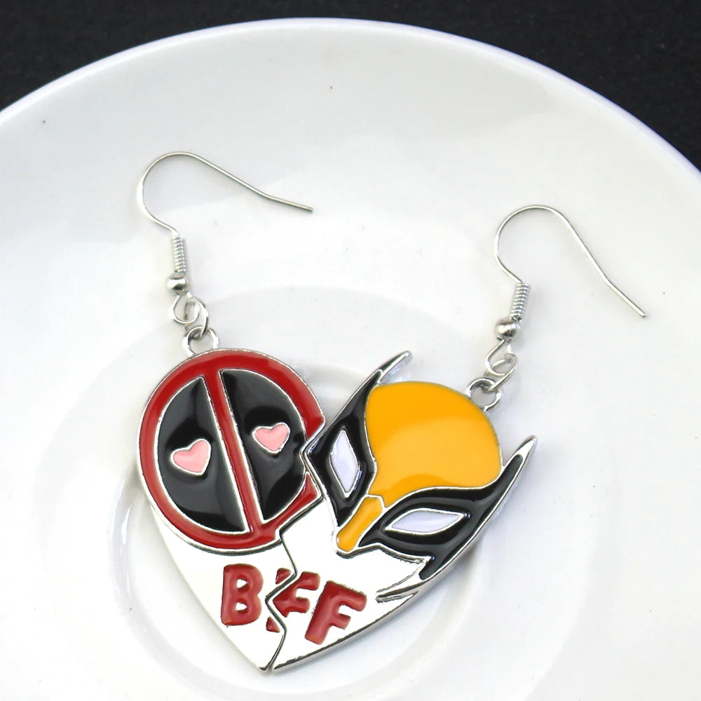 Movie Deadpool and Wolverine Accessories Best Friends Necklace Earring Keychain Bracelet Women Men Cosplay Jewelry Gifts