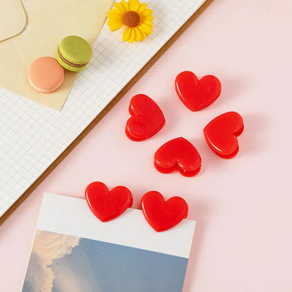 5PCS Plastic Pink Love Clip Japanese and Korean Girl Heart Student Desktop Storage Folder Decorative Photo Clip Label Clip