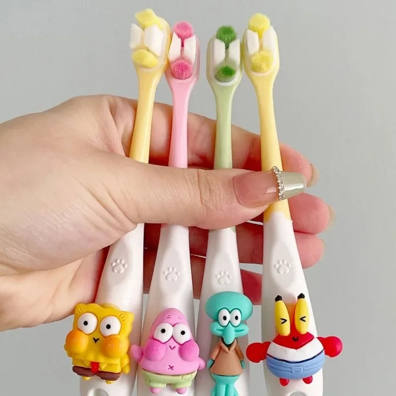 SpongeBob Kids Toothbrush Cartoon Ultra-fine Soft Deep Cleaning Baby Oral Health Travel Cute Portable Children Toothbrush 3-12Y