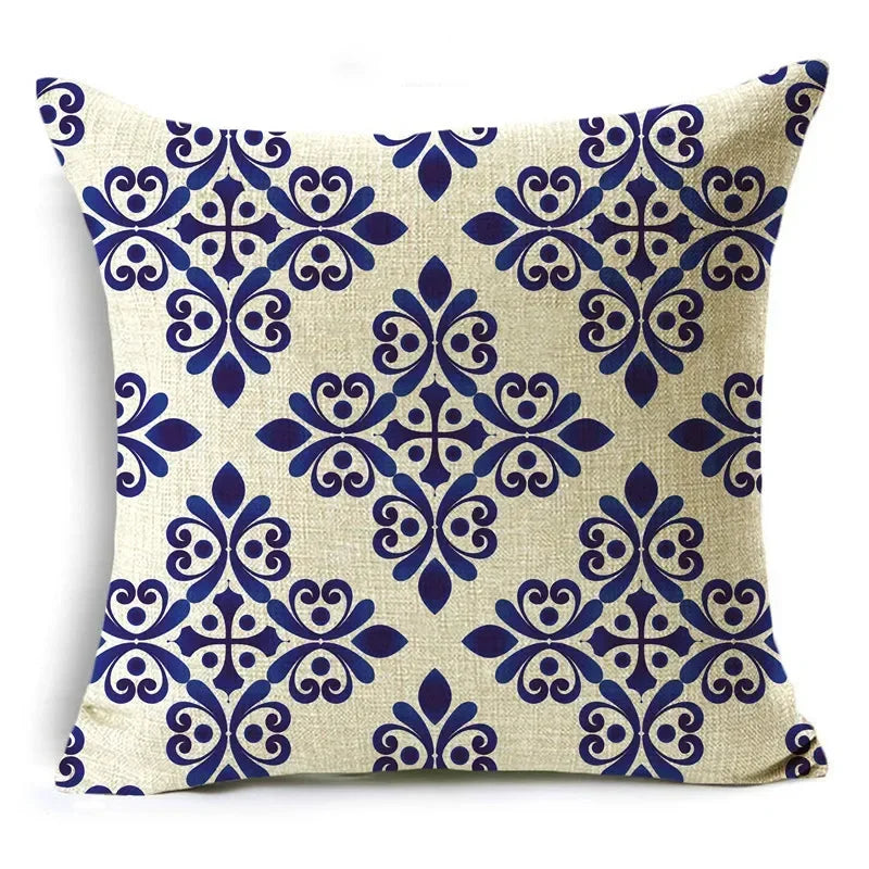 Traditional Style Blue and White Porcelain Pattern Printing Personality Pillowcase Cushion Cover Sofa Decor 40cm/45cm/50cm