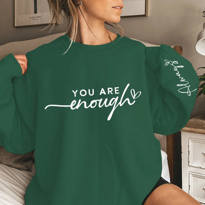 Funny You Are Enough Always Letter Print Sweatshirts For Women Crew Neck Long Sleeves Ladies Casual Pullovers Plus Size