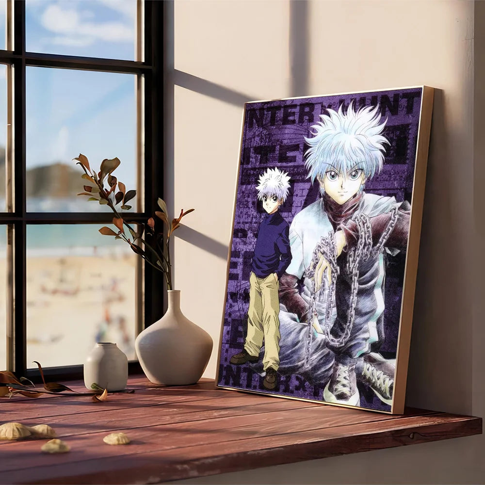 Hunter X Hunter Manga Anime  Self-adhesive Art Poster Retro Kraft Paper Sticker DIY Room Bar Cafe Stickers Wall Painting