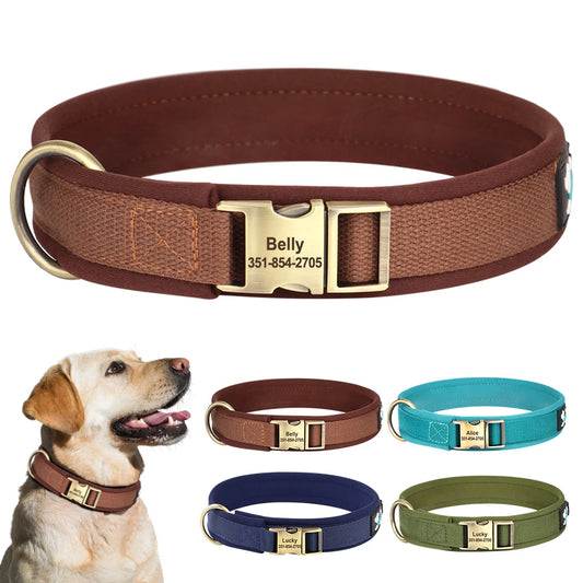 Personalized Nylon Dog Collar Soft Padded Dog Collars Durable Pet ID Collar Adjustable for Small Medium Large Dogs Free Custom