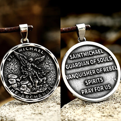 Steel Soldier New Religious Archangel Michael Slaying dragons stainless steel jewelry man or woman pendant SS8-839P