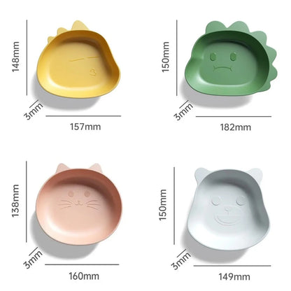 Cartoon Animal Desktop Split Bone Dish Creative Thickened Anti-drop Dinosaur Bear Cat Shaped Fruit Plate Plastic Tableware Snack