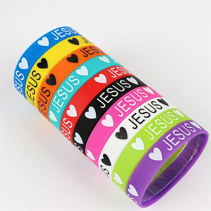 10Pcs/Lot Multicolor Luminous Heart Silicone Bracelets For Men Women Flower Sport Mix Style Rubber Wristband Bangle Jewelry Gift