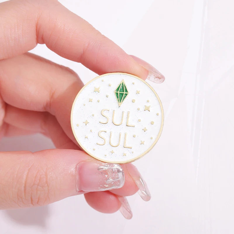 Brooch Custom Sul Sul Role Playing Game Pines Lapel Badges Funny Jewelry Gift for Kids Friends The Sims Games Glitter Enamel