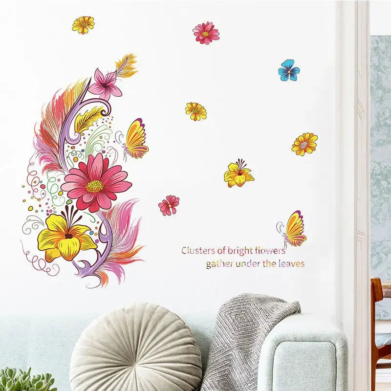 Flower Stickers Living Room Wall Background Wall Stickers Bedroom Room Wall Decoration Stickers Wallpaper Self-adhesive Stickers