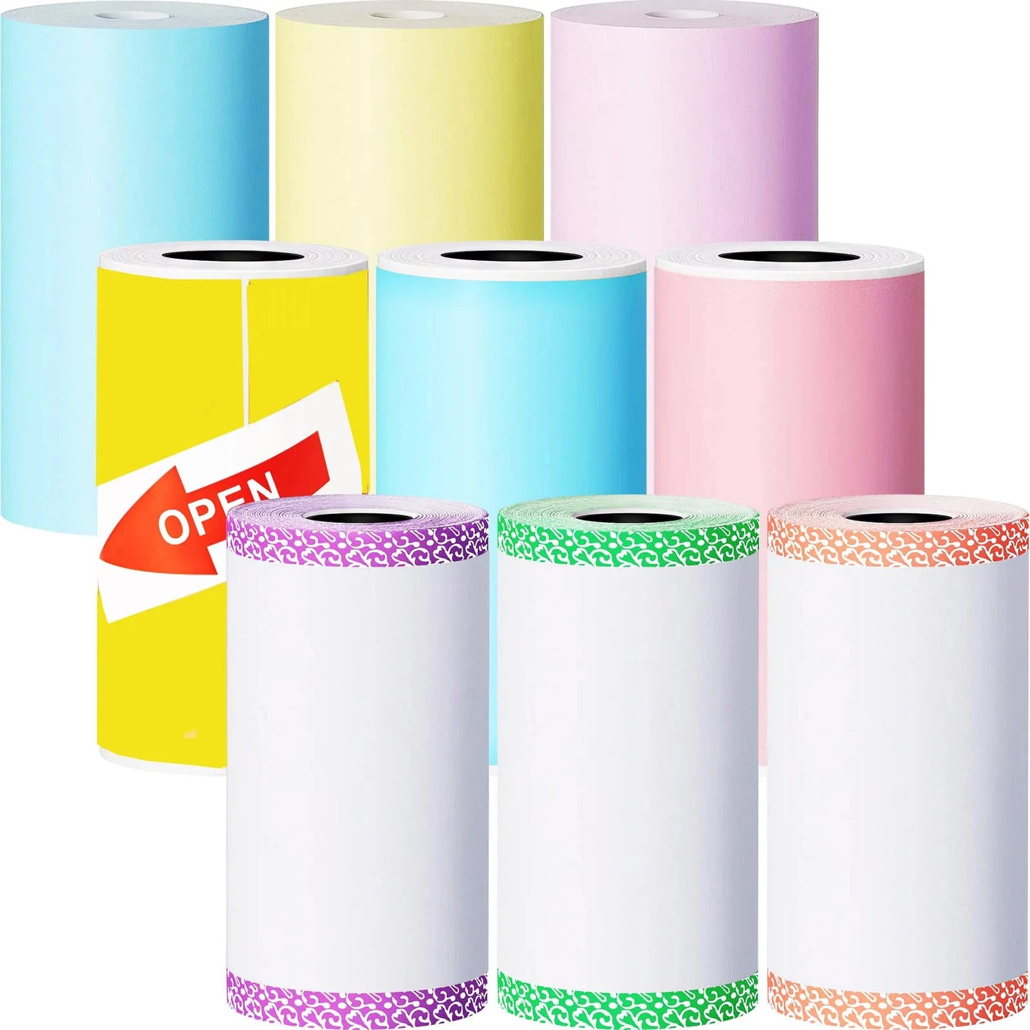 9 Rolls Thermal Printer Paper Adhesive 57X30mm Mini Printing Paper Rolls Printable Stickers For P1 Printer PeriPage A6 Printer