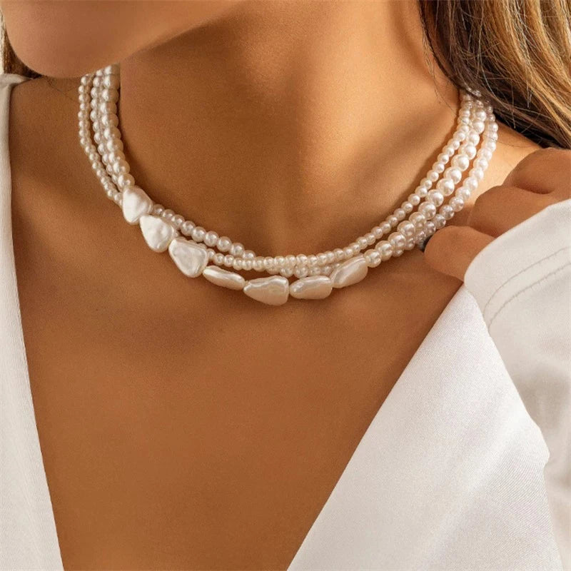 Charm Fashion White Twining Pearl Choker Necklaces For Women Geometric Necklaces Weddings Bride Jewelry Accessories