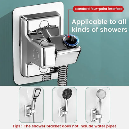 Shower Holder Suction Cup Holder 360° Adjustable Showerhead Holder Plating Shower Rail Head Holder Bathroom Wall Mount Bracket