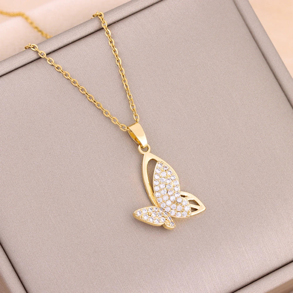 New Design Sense Light Luxury Pendant Necklaces For Women Trendy Stainless Steel Female Jewelry Ladies Neck Chain Accessories