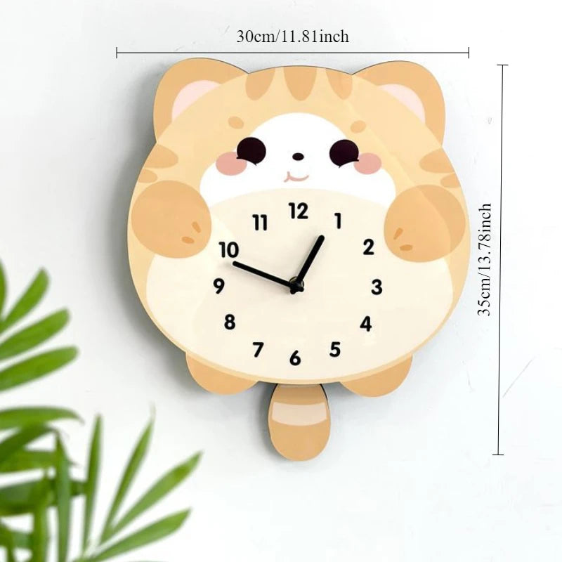 Cartoon Dog Corgi Creative Swing Clock Home Living Room Bedroom Decorative Clock Cute Silent Wall Clock