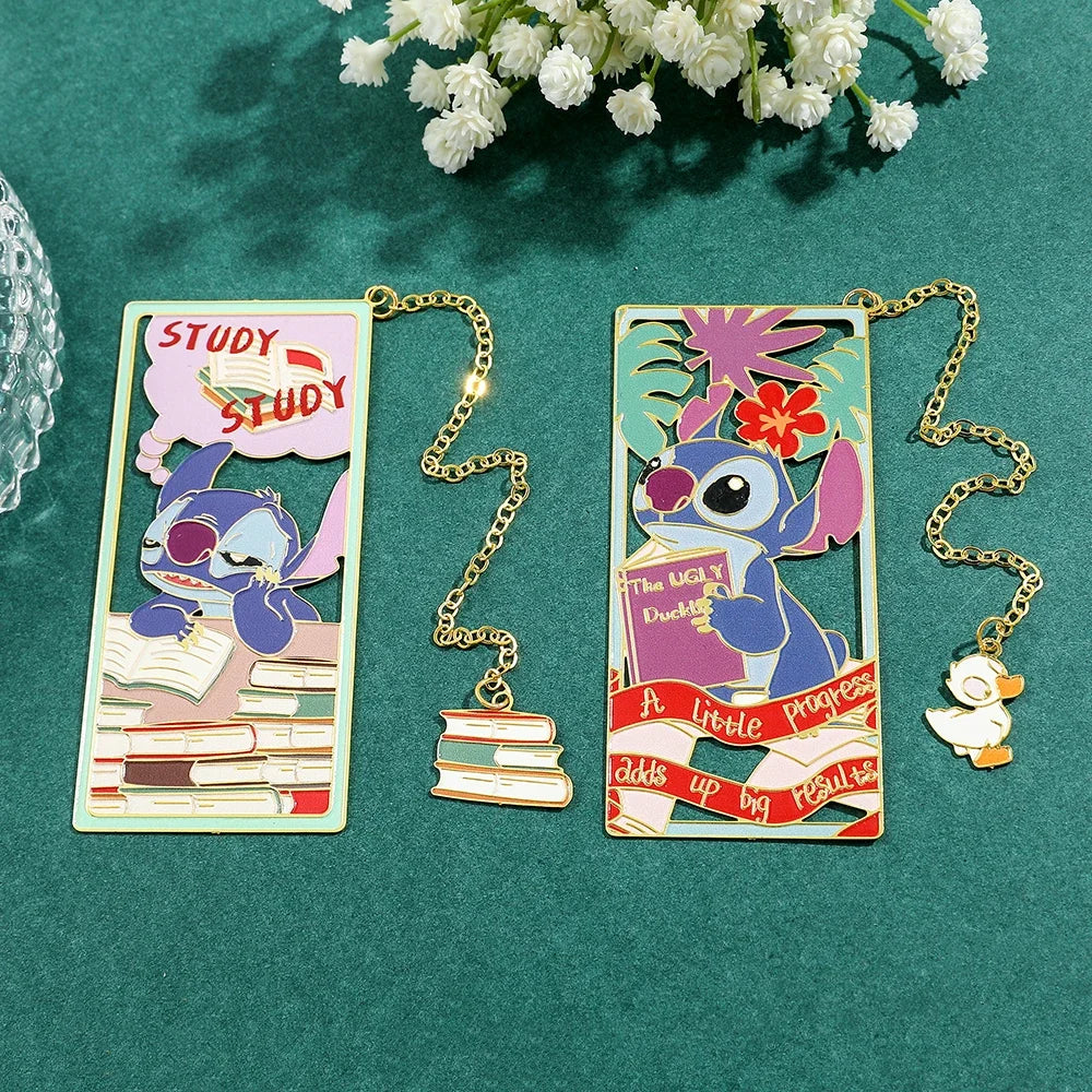 Disney Cute Stitch Creative Metal Bookmark for Book Lover Gift Lovely Stitch Duck Tassel for School Office Reading Supplies Mark