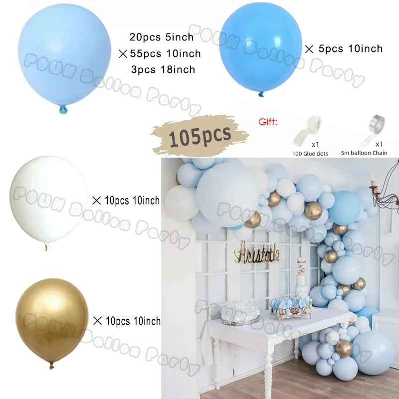 Burgundy Blue Gold Balloon Garland Arch Kit Kids for Birthday Party Decoration Baby Shower Wedding Supplies Decor Latex Balloons