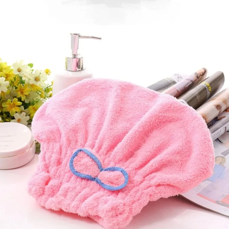 Quick Drying Hair Cap Women Bowtie Bathing Hat Microfiber Towel Superfiber Shower Cap For Spa Bathroom Accessories Shower Cap