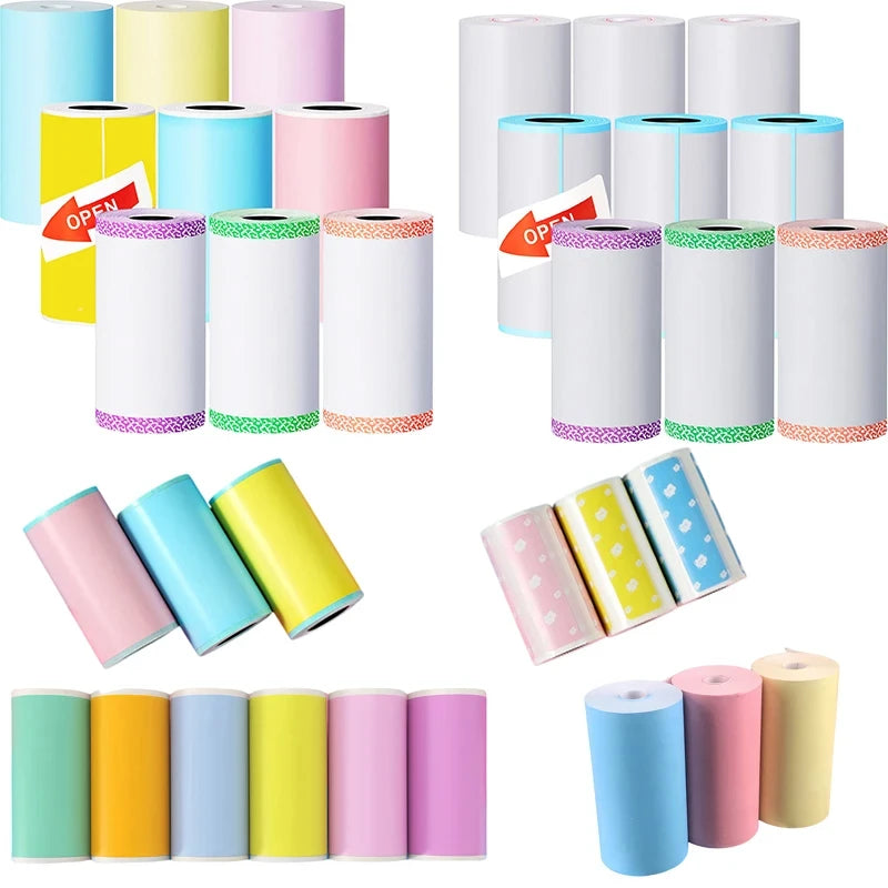 9 Rolls Thermal Printer Paper Adhesive 57X30mm Mini Printing Paper Rolls Printable Stickers For P1 Printer PeriPage A6 Printer