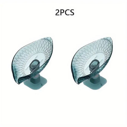 Leaf Shape Soap Box Drain Soap Holder Bathroom Accessories Suction Cup Soap Dish Tray Soap Dish For Bathroom Soap Container