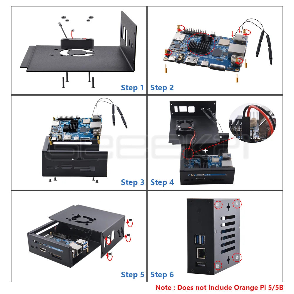 GeeekPi Orange Pi 5/5B Metal Case Enlosure Iron Shell with Cooling Fan Heatsinks Supports 2280 SSD