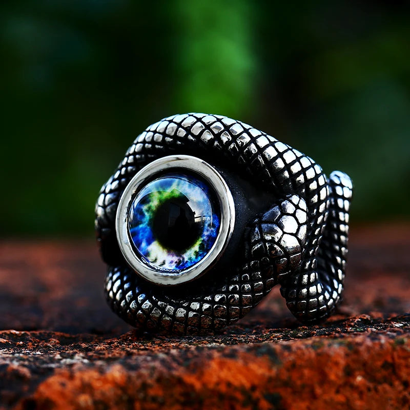 BEIER 2022 New Special Design Stainless Steel Snake Ring Colorful The Devil's Eyes For Men Punk Gothic Animal Jewelry Wholesale