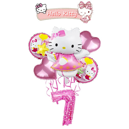 Ballon Sets Hello Kitty Party Supplies Anime Figure Foil Inflate Ballon Happy Birthday Party Children's Decoration Baby Shower