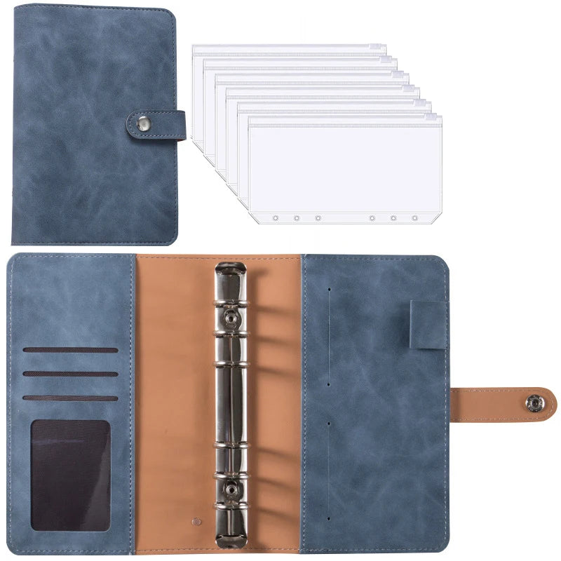 2024 A6 PU Leather Budget Binder Notebook Cash Envelopes System Set,with Binder Pockets for Money Budget Saving Bill Organizer