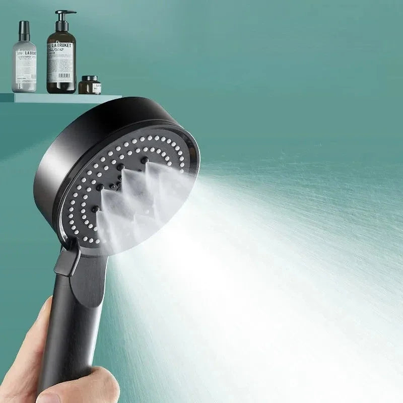 Black 5 Modes Shower Head Adjustable High Pressure Water Saving Shower Head Water Massage Shower Head Bathroom Accessories