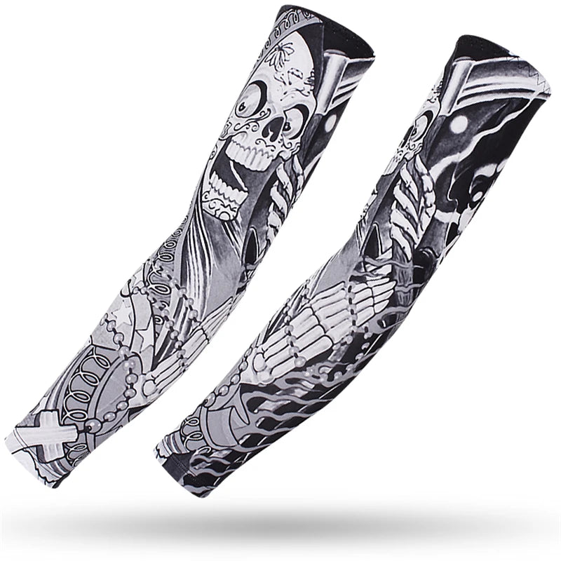 Running Arm Sleeve,2 Pcs Fishing,Driving,Cycling,3D Tattoo Sleeves, Summer UV Sun Protection,Sports Basketball Elbow Pad