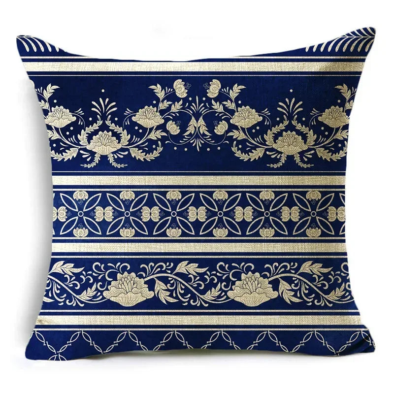 Traditional Style Blue and White Porcelain Pattern Printing Personality Pillowcase Cushion Cover Sofa Decor 40cm/45cm/50cm