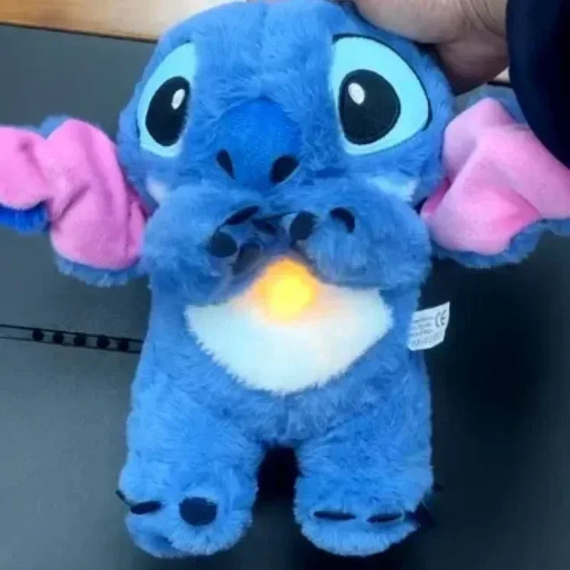 MINISO New 30cm Plush Breathing Stitch Doll Soothing Peluche Lilo&Stitch Kawaii Toy Anime Music Light Child Sleep Model Kid Gift