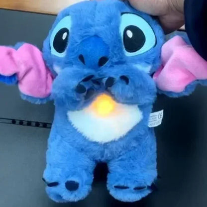 MINISO New 30cm Plush Breathing Stitch Doll Soothing Peluche Lilo&Stitch Kawaii Toy Anime Music Light Child Sleep Model Kid Gift