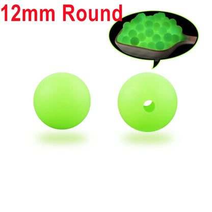 50Pcs Glow In The Dark Silicone Beads Round 12/15MM Luminous Silicone Lentil Bead For Jewelry Making DIY Bracelet Necklace