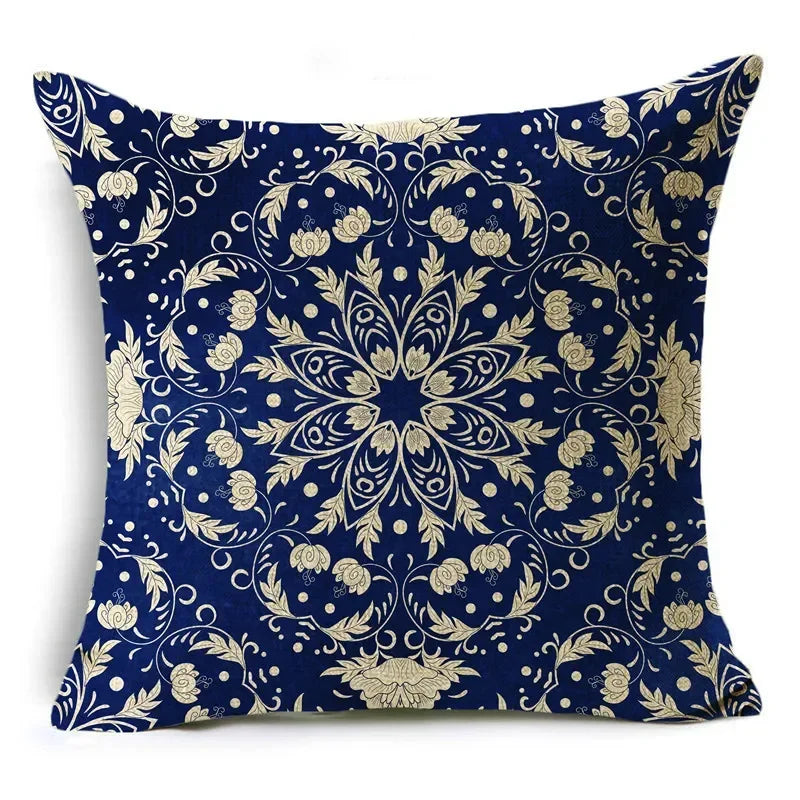 Traditional Style Blue and White Porcelain Pattern Printing Personality Pillowcase Cushion Cover Sofa Decor 40cm/45cm/50cm