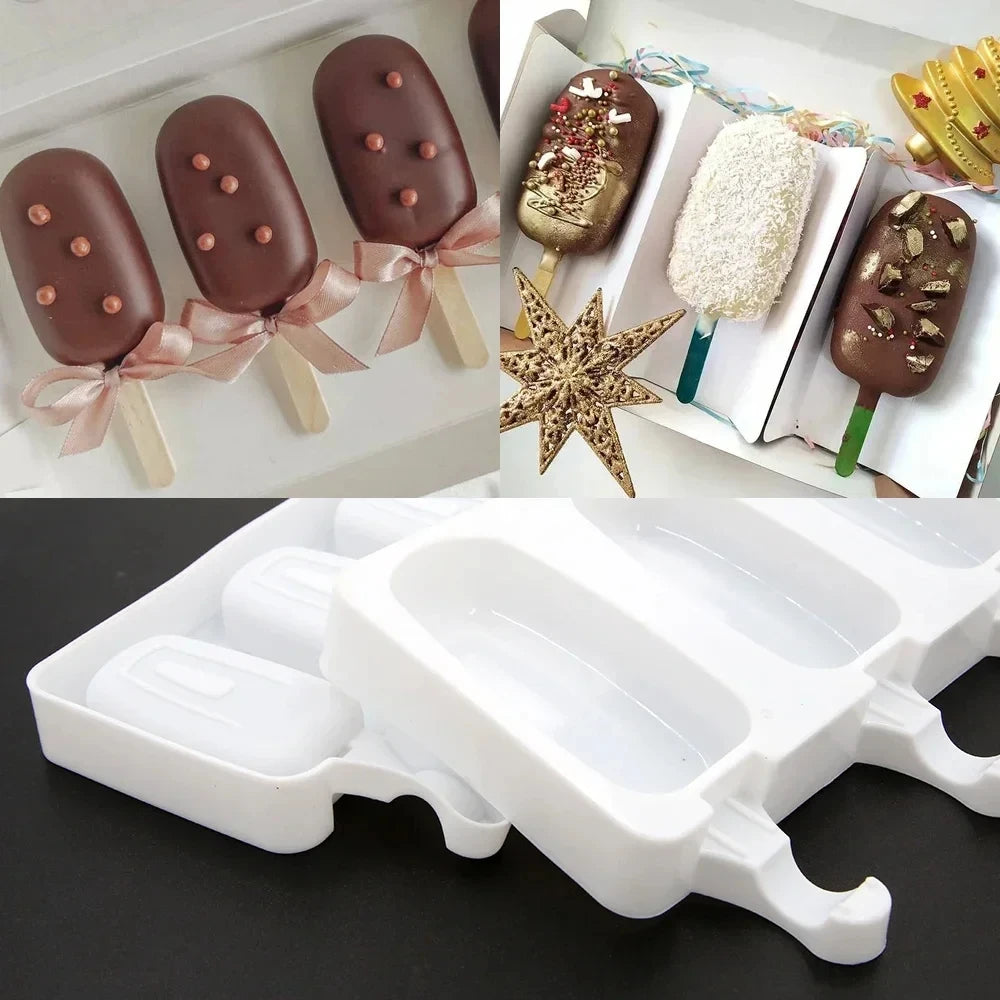 1 4-grid Universal Silicone Mold DIY Ice Cream Mold Popsicle Mold Ice Cube Silicone Ice Cream Mold Ice Cream Mold