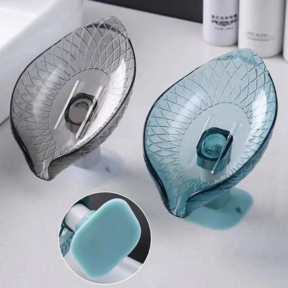 Leaf Shape Soap Box Drain Soap Holder Bathroom Accessories Suction Cup Soap Dish Tray Soap Dish For Bathroom Soap Container