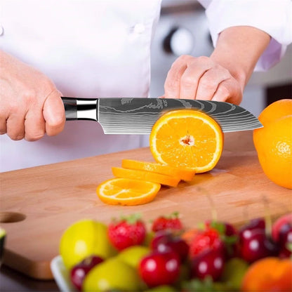 High Carbon Steel Santoku Knife 5 Inch Kitchen Chopping Knives for Vegetable Fruit Cutting Slicing Pakkawood Handle