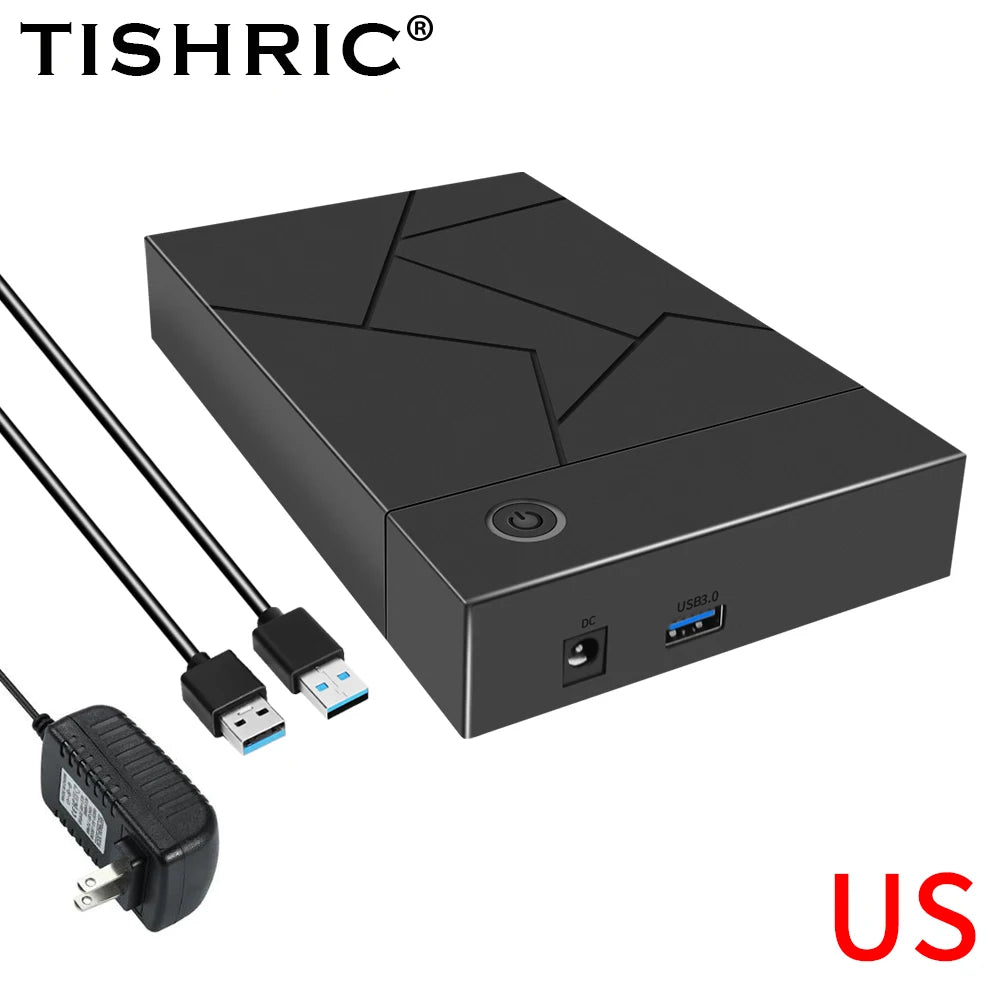 TISHRIC 3.5 Inch USB 3.0 to SATA Port SATA Hard Drive Case SSD Hard Drive Enclosure External Solid State Hard Disk Box HDD Case