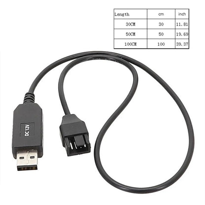 Full Speed 12V/5V USB to 4Pin PC Fan Sleeved Power Adapter Cable Usb A Male/Small 4pin 30/50/100CM