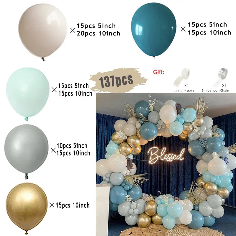 Burgundy Blue Gold Balloon Garland Arch Kit Kids for Birthday Party Decoration Baby Shower Wedding Supplies Decor Latex Balloons