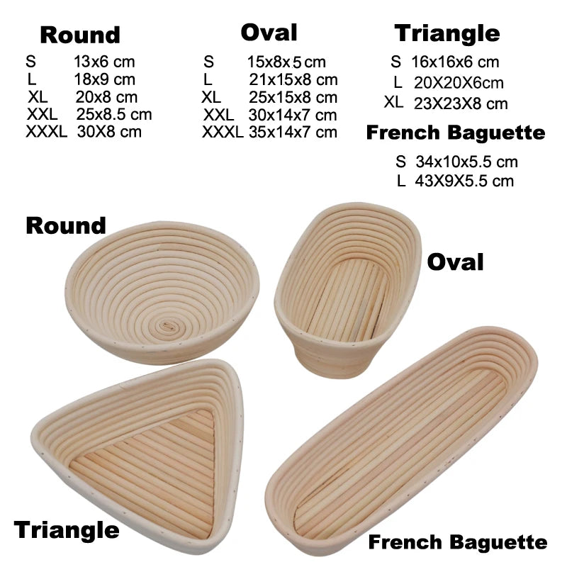 UPORS Rattan Bread Proofing Basket Natural Oval Rattan Wicker Dough Fermentation Sourdough Banneton Bread Basket for Baking