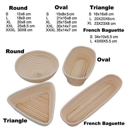 UPORS Rattan Bread Proofing Basket Natural Oval Rattan Wicker Dough Fermentation Sourdough Banneton Bread Basket for Baking