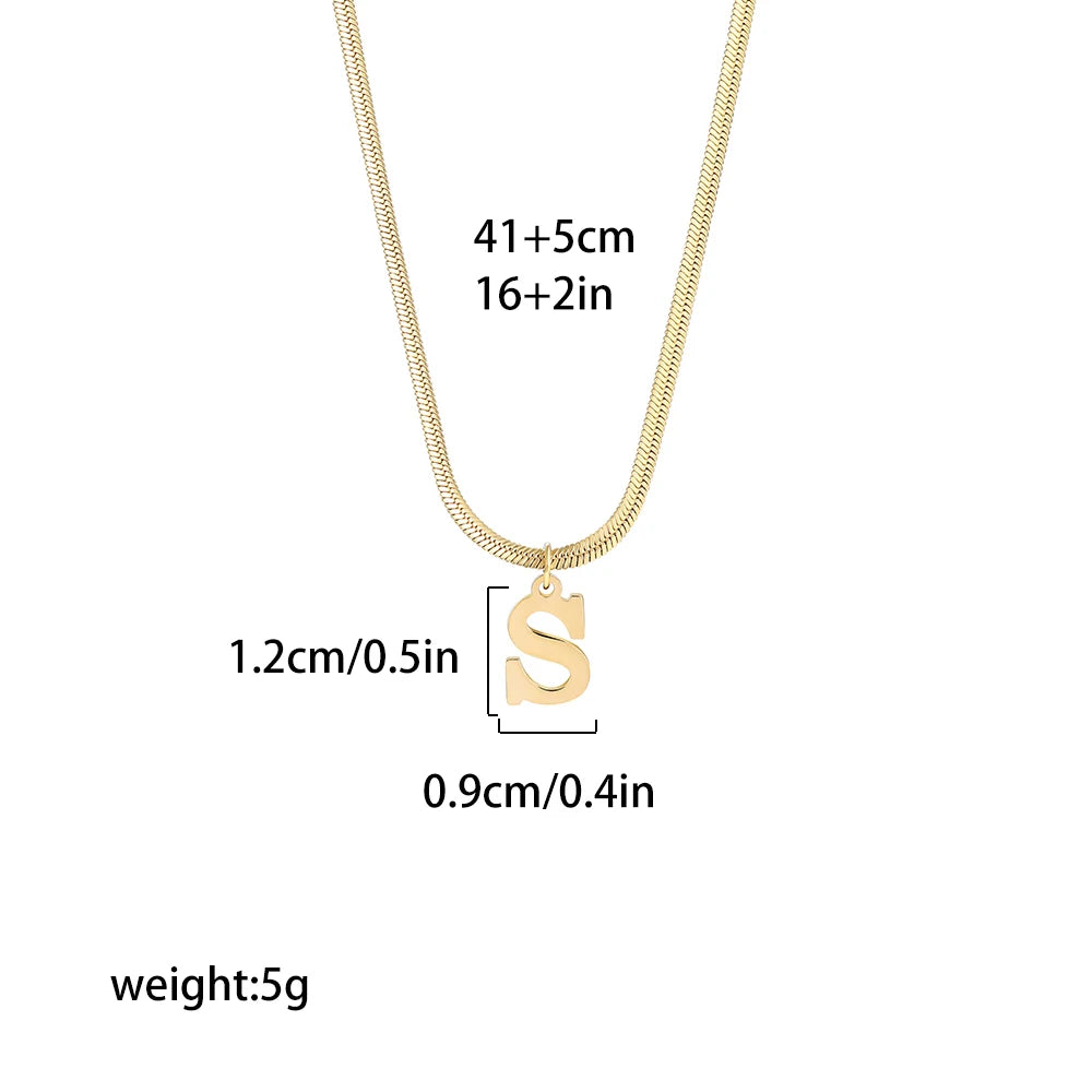 Stainless Steel Initial Necklace for Women A-Z Alphabet Gold Color Snake Chain Choker Necklaces Letter Collar Pendant Jewelry