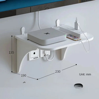 Wall Mount Storage Rack Organizer Router TV Set Top Box Floating Shelf Multi Tap Outlet Board Hidden Bracket