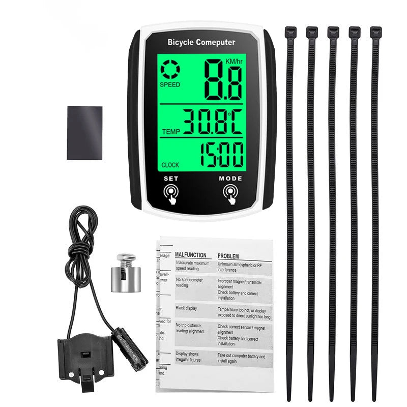 Bike Computer Bicycle Odometer LCD Screen Wired Cycling Speedometer Mountain Bike Speedo Meter Bike Accessories